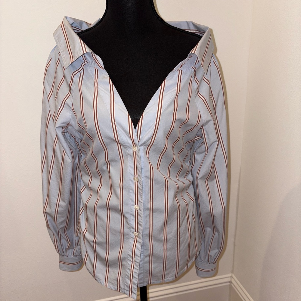 Frame Off Shoulder Striped Button-Up Women's Top size Small